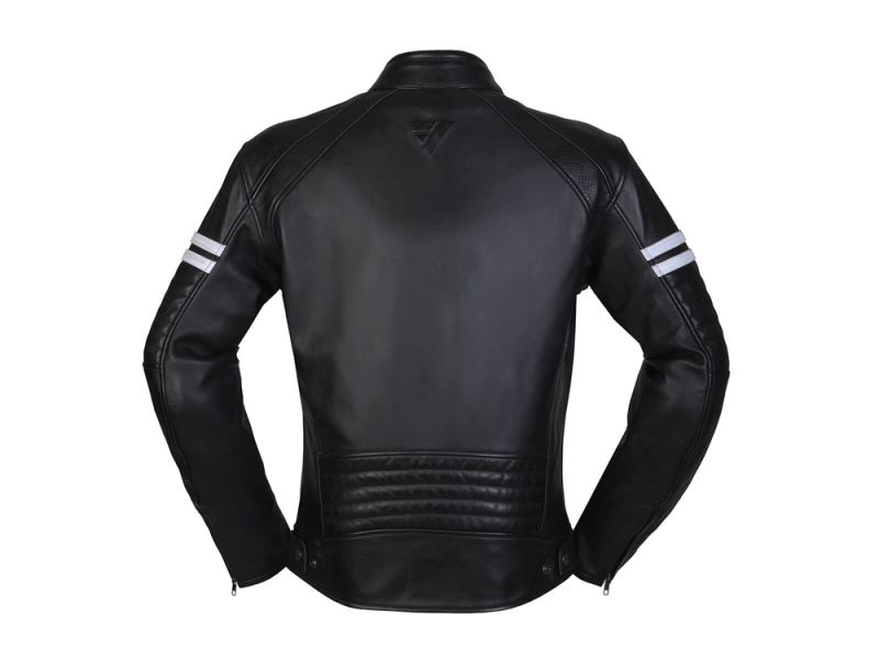 Chaqueta de cuero para moto Modeka August 75 (negro / blanco)
