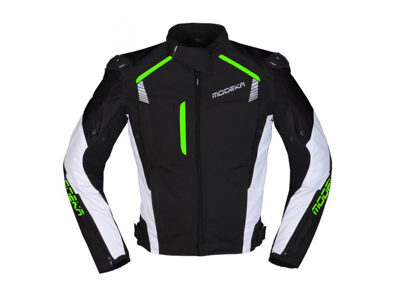 Chaqueta de moto Modeka Lineos (negro / blanco / verde)