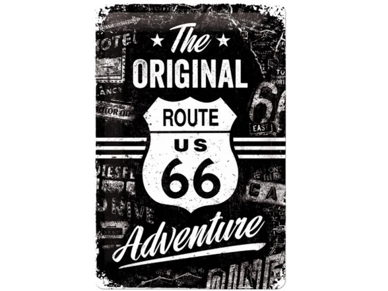 Nostalgic-Arts Letrero de hojalata Route 66 The Original Adventure (20x30cm)