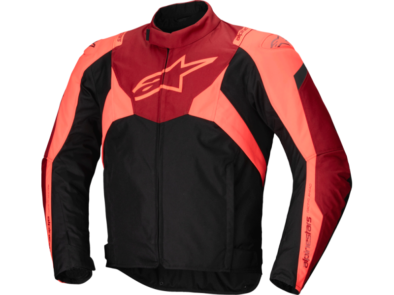 Alpinestars T-Jaws V4 WP Motorradjacke (Schwarz/Fluorot/Dunkelrot)
