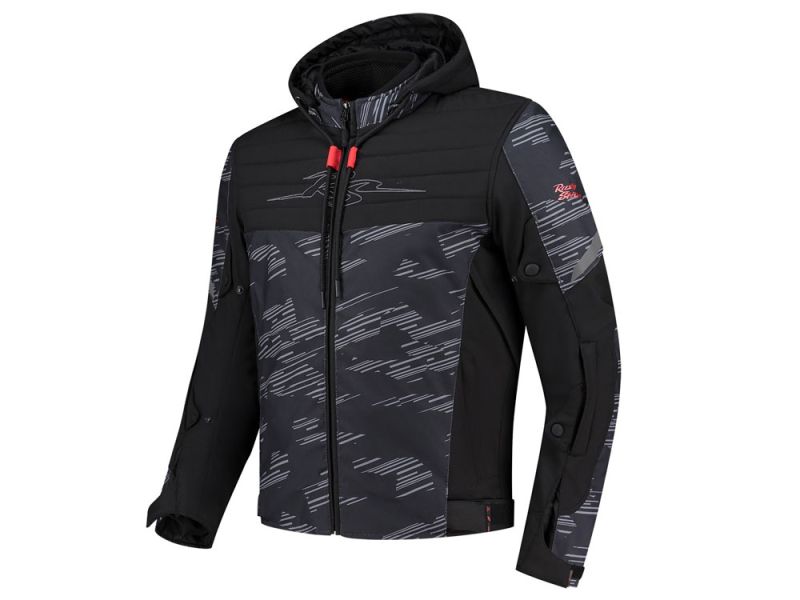 Rusty Stitches Liam Motorradjacke Herren (schwarz / grau / rot)