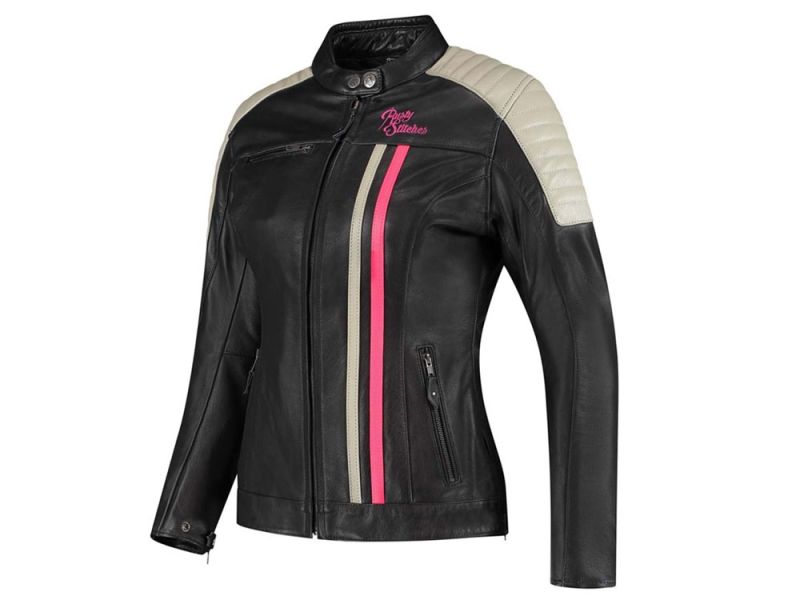 Rusty Stitches Alice Motorradjacke Damen (schwarz / pink fluo)