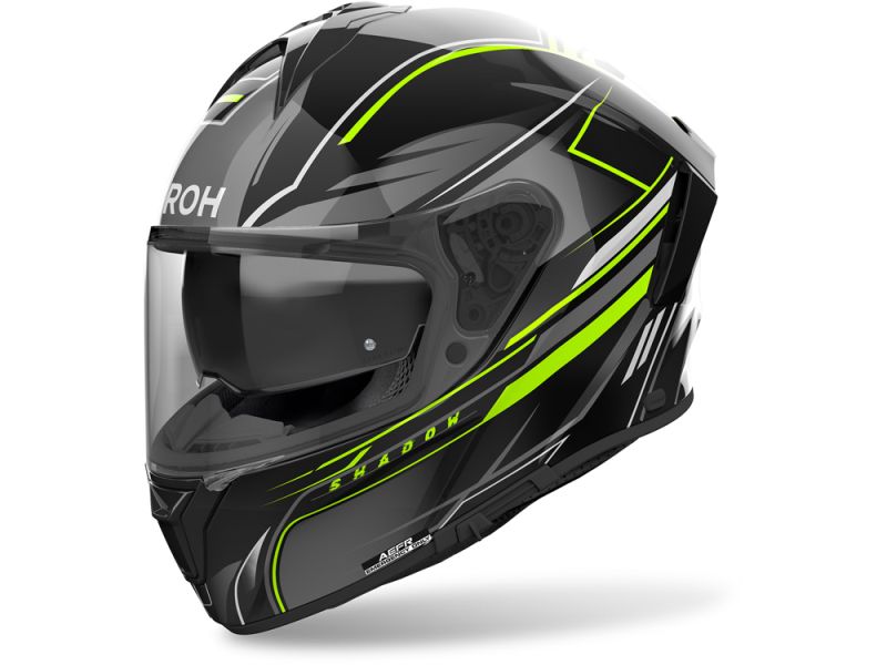 Airoh Spark 2 Shadow Motorradhelm (Schwarz/Grau/Fluogelb)