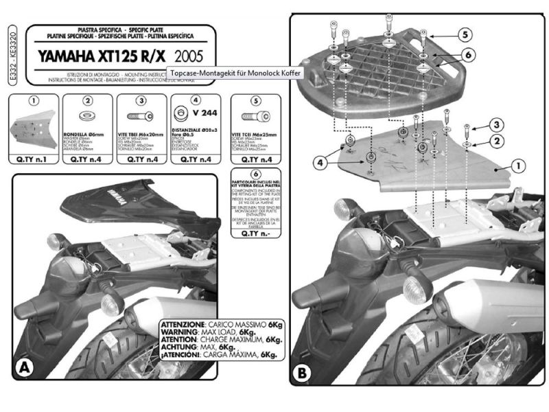 GIVI: Kit de sujeción específico para Topcase MONOLOCK® Yamaha XT 125 R / X 