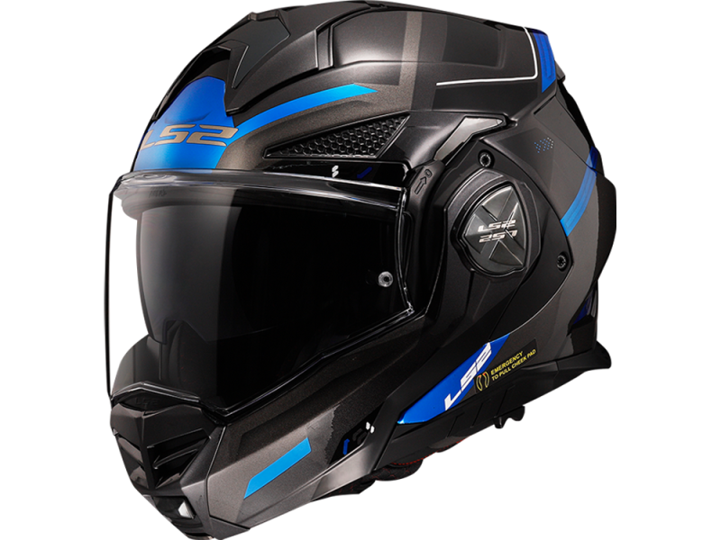 LS2 FF901 Advant X Spectrum Klapphelm (schwarzmatt/grau/blau)