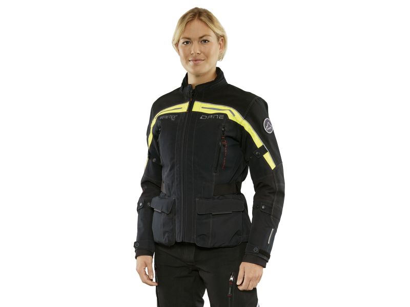 Chaqueta de moto Dane Nimbus GTX Pro para señoras (negro / amarillo neón)