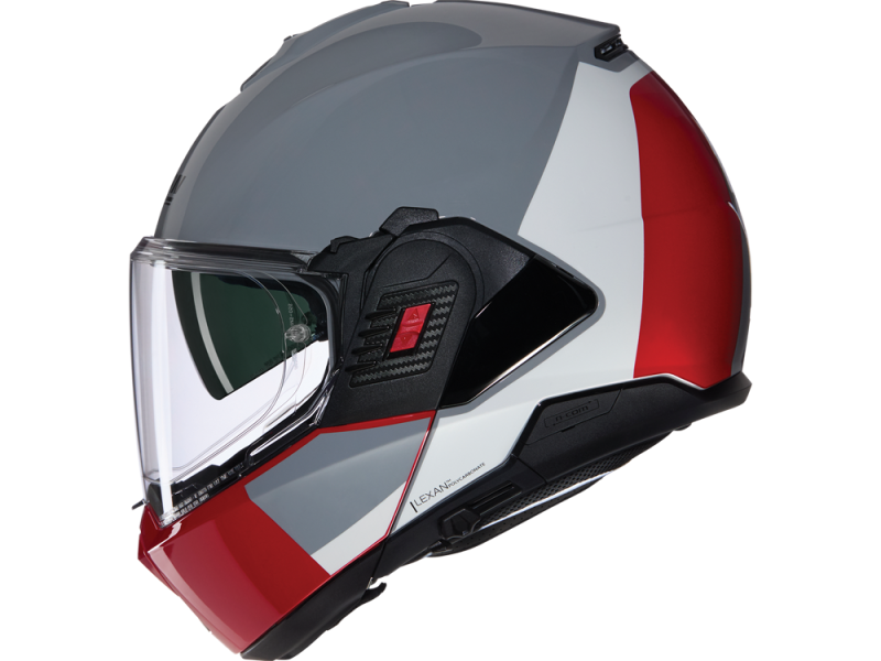 Nolan N120-1 N-Com Grafo 349 Motorradhelm (Grau/Weiß/Rot)