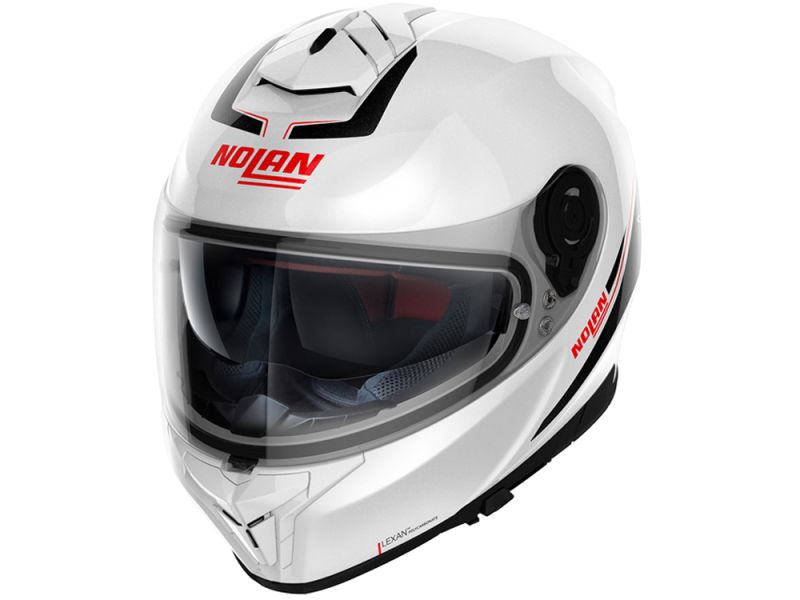 Casco integral Nolan N80-8 Staple N-Com (blanco / rojo)