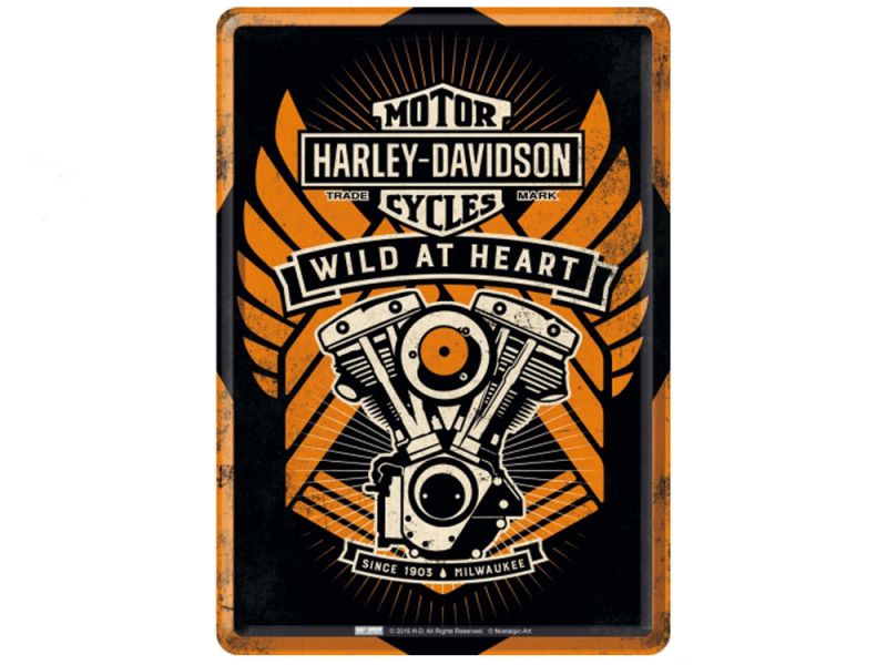 Nostalgic-Arts Postal de hojalata Harley Davidson Wild at Heart (10x14cm)
