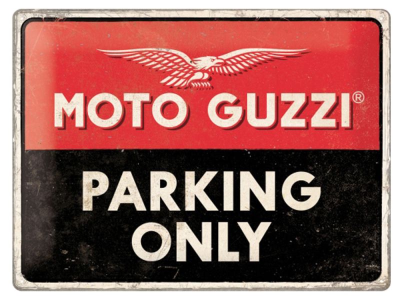 Nostalgic-Arts Moto Guzzi Parking Only señal de metal (30x40cm)