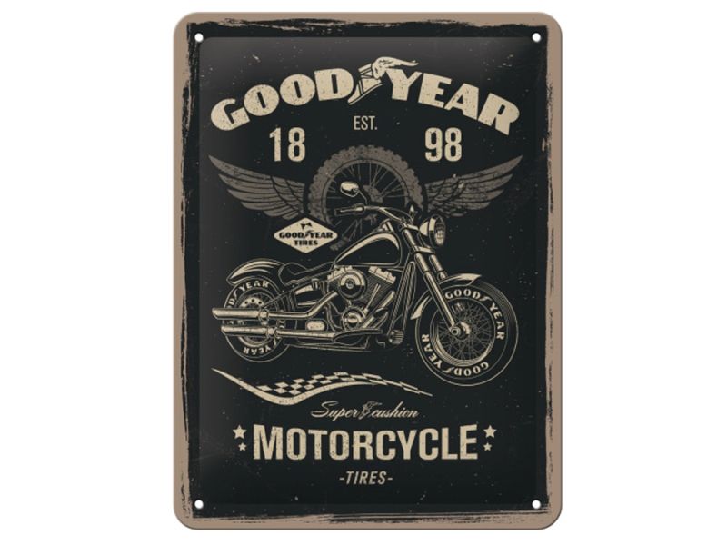 Nostalgic-Arts Letrero metálico Goodyear Moto (15x20cm)