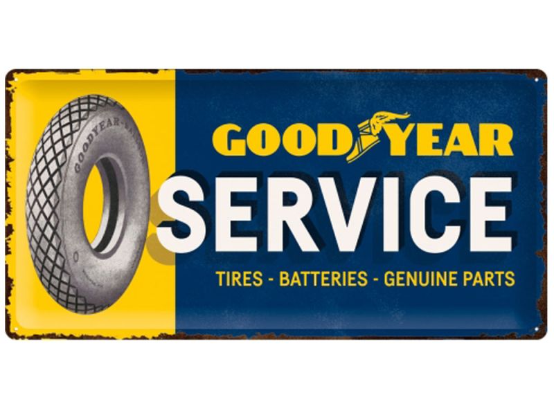 Nostalgic-Arts Letrero de hojalata Goodyear Service (25x50cm)