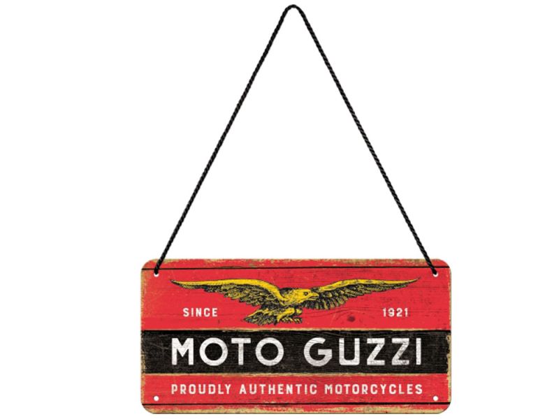 Nostalgic-Arts Moto Guzzi Logo cartel colgante (10x20cm)