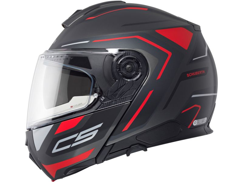 Schuberth C5 Omega Motorradhelm (Schwarz/Anthrazit/Rot)