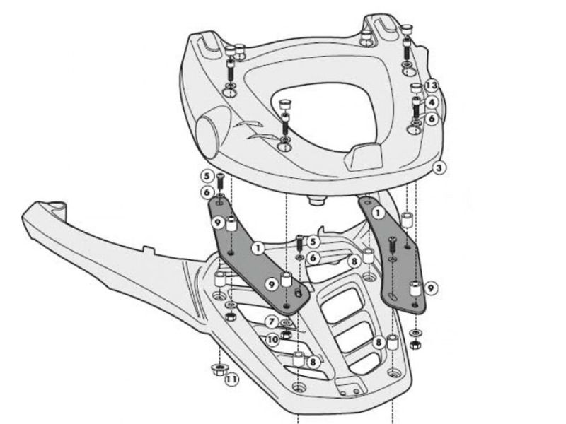 GIVI Monokey SR Portaequipajes Yamaha FZ 8 FZ8 Fazer (2010-) T-Max 500 (2008-2011)