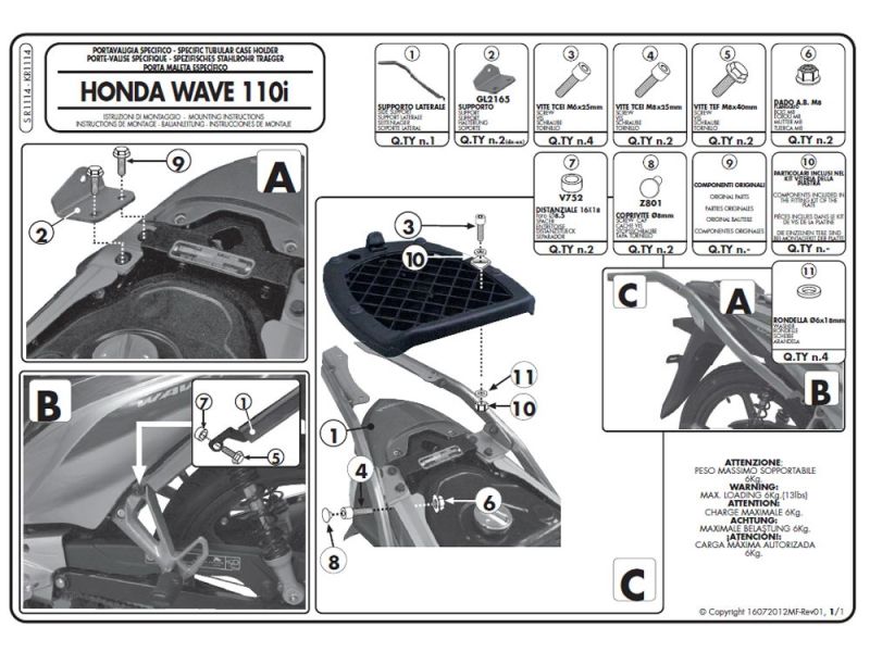 GIVI Monolock SR Portaequipajes Yamaha D-elight 125 R (2013-)