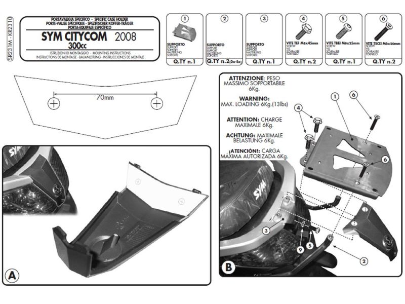 GIVI Monolock SR Portaequipajes SYM CityCom 125 / 300 (2008-)