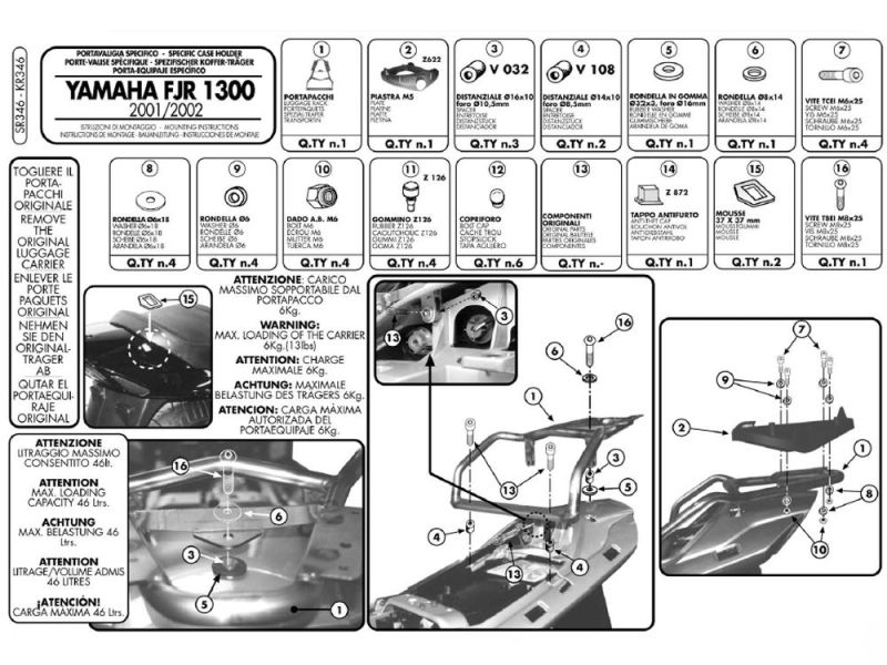 GIVI Monokey SR Portaequipajes Yamaha FJR 1300 (2001-2005)