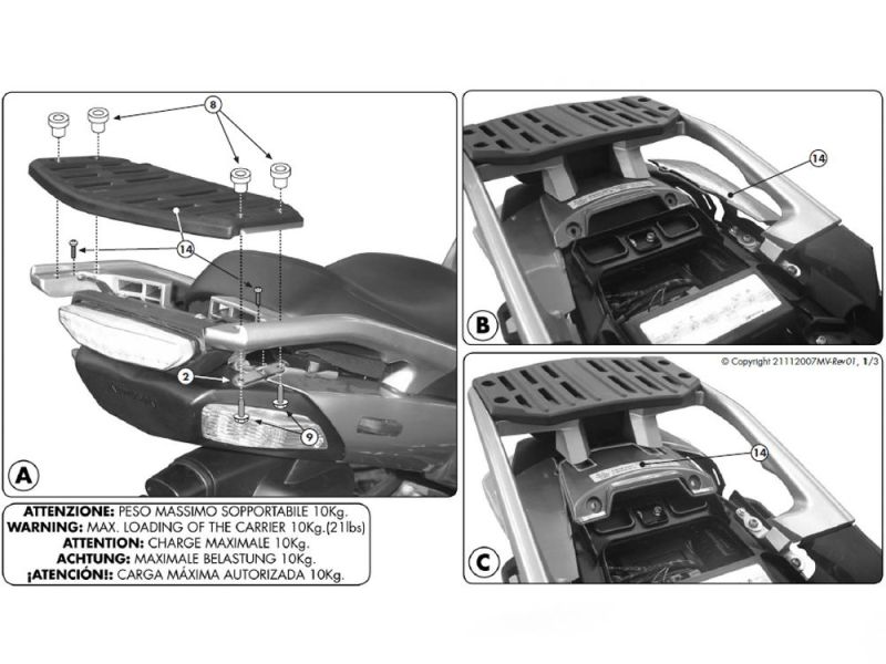 GIVI Portaequipajes Monokey SR Kawasaki GTR 1400 (2007-2010)