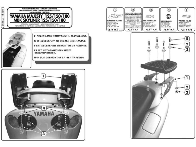GIVI Monolock SR Portaequipajes MBK Skyliner 125 / 150 (2001-2009) Yamaha YP 125 / 150 / 180 Majesty (2001-2010)