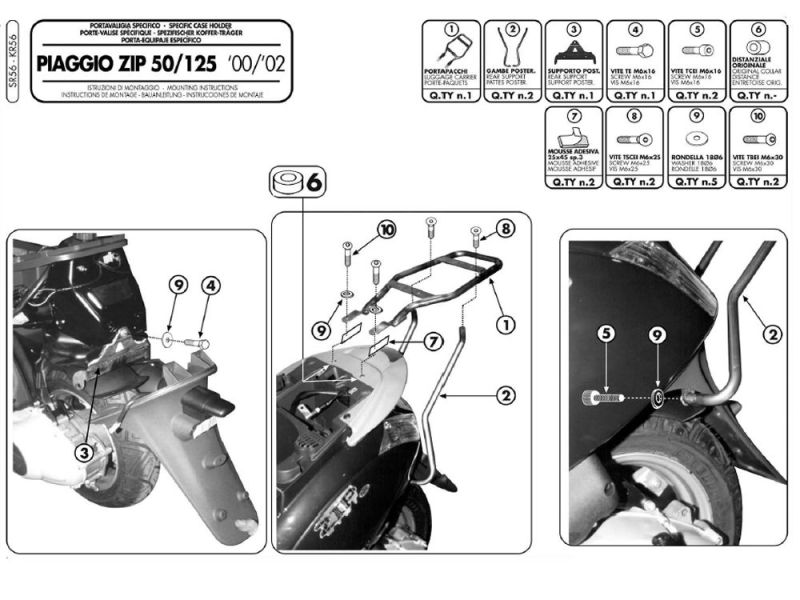 GIVI Monolock SR Portaequipajes Piaggio Zip 50 / 125 (2000-2010)