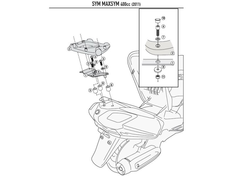 GIVI Monolock SR Portaequipajes SYM MaxSym 400 / 600 (2011-)