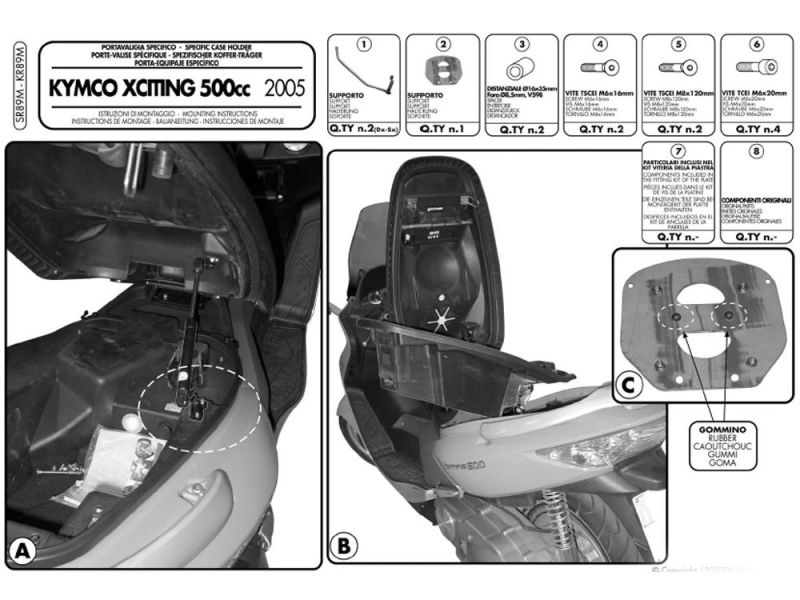 GIVI Portaequipajes Monolock SR Kymco X-Citing 300 (2008) X-Citing 250 / 300 / 500 (2005-2010)